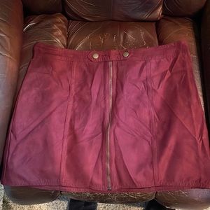 Maroon Zippered Mini Skirt